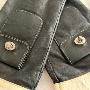 Vintage COACH Long Leather Gloves w/ Turnlock Pocket - 7.5 - Lined in Silk